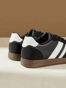 CUCCOO EASI 2026新款春季女士复古百搭休闲运动鞋，平底运动鞋 - 黑色pu - 查看 4