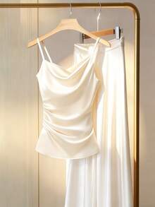 GlowEve Women's Elegant Casual Commuting Camisole & Pants 2 Pieces Set - Apricot - View 1