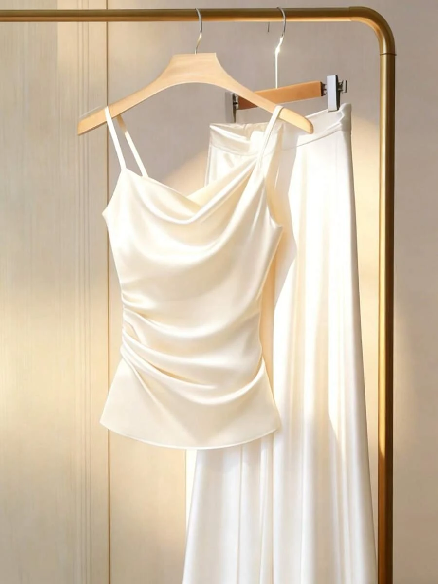 GlowEve Women's Elegant Casual Commuting Camisole & Pants 2 Pieces Set - Apricot - View 1