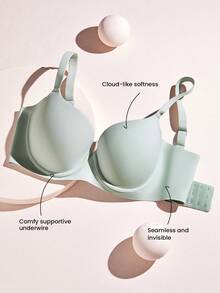 LUVLETTE 梦幻曲线支撑+侧支撑绿色钢圈聚拢T恤基础舒适隐形无缝必备绿色文胸 - 綠色 - 查看 11