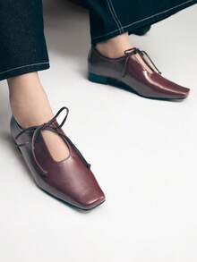 Mnmlis 女士平底鞋 - 酒紅色 - 查看 10