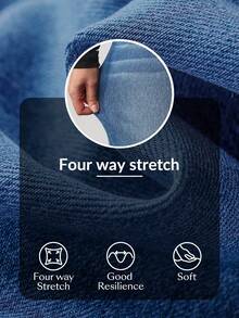 Flexra Petite Quần Jeans Ống Rộng Dáng Rộng Có Túi Lưng Thun Cho Nữ - Rửa nhẹ - Xem 7
