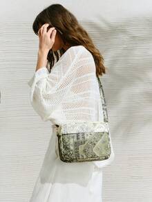 SHECARRY Women's Contrast Color Patchwork Paisley Print Shoulder Bag - Multicolor - View 9