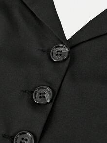 SHEIN 少女休闲翻领无袖背心衬衫 - 黑色 - 查看 6