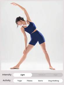 GLOWMODE 6" FeatherFit™ Flex Biker Shorts With Side Pockets Low Impact Yoga Daily - Dark Blue - View 5