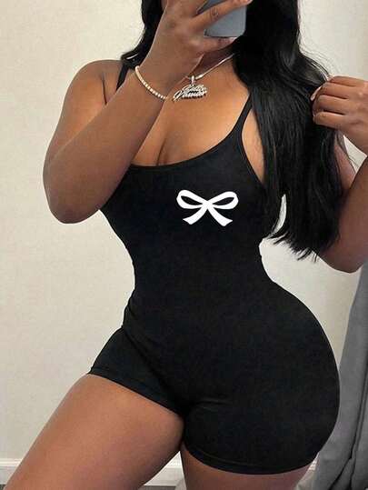 Slaydiva Frühlings-/Sommer-Neuheit Lässiger minimalistischer Sportjersey/Damen Kreuz-Rücken Bodysuit/Y2K Kleidung/Streetwear/Ausgehoutfit/Geeignet für Sport/Schleifen Grafik