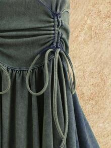 SHEIN MOD 女士时尚露背吊带牛仔连衣裙 - 藍色 - 查看 6