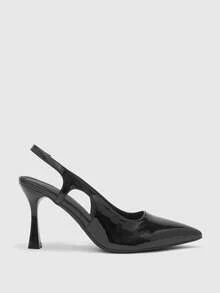 CUCCOO BIZCHIC Nude Color Patent Leather Stiletto High Heel Women Pumps - Black - View 6