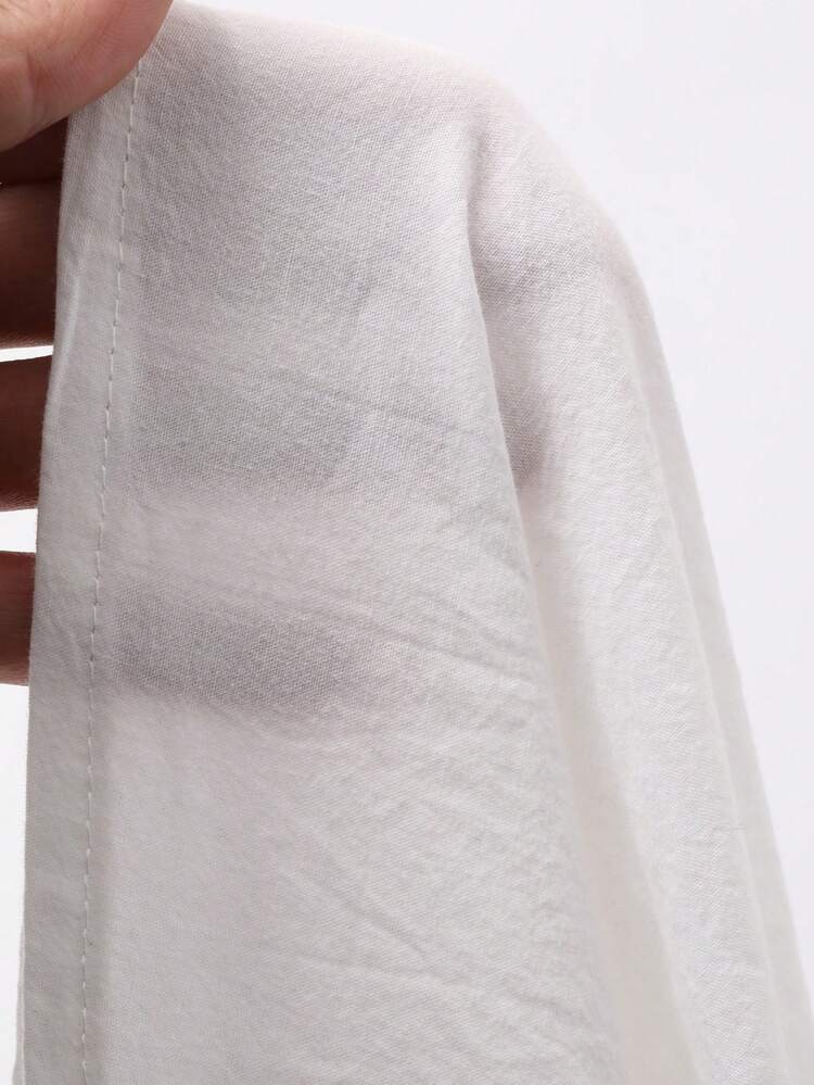 Women's Solid Color Loose Turndown Collar Lantern Sleeve Elegant Formal Blouse, Spring/Autumn