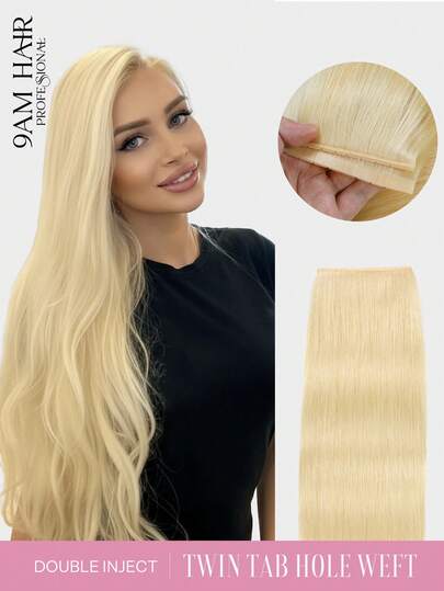 双层隐形无胶 Remy 蝴蝶发片，带微珠，双层 PU 发片接发，无缝隐形珠状发片接发