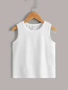 Young Boy Solid Tank Top - White - View 1