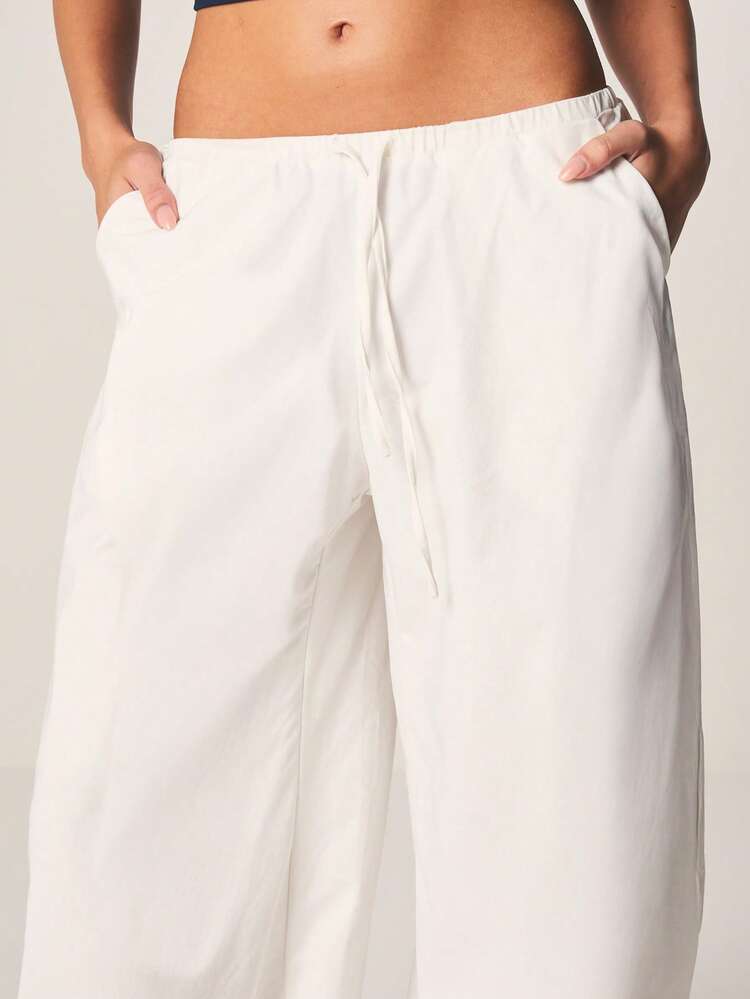 MISSGUIDED Lightweight Wide Leg Palazzo Pants With Elastic Waistband For Casual Summer Vacation Wear