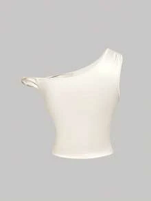 SHEIN MOD 3pcs Women's Summer Vacation Casual Asymmetrical Shoulder Tops - Multicolor - View 4