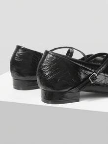 Mnmlis Giày búp bê Mary Jane mũi vuông dành cho nữ - màu đen - Xem 6