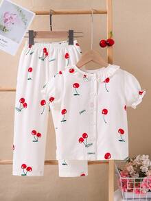 2pcs/Set Random Assorted Girls Toddler Pajama Sets - Multicolor - View 8
