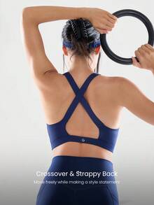 GLOWMODE 2件套 Powersculpt™ Flex Your Fit 吸汗速干凉爽运动文胸及24英寸紧身裤套装，交叉后背宽肩带设计，适合高强度运动、跑步训练，可拆卸胸垫，春夏款 - Dark Blue - 查看 4
