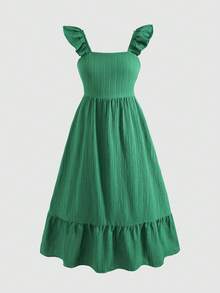 SHEIN Tween Girls' Loose Casual Vacation Dress - Green - View 3