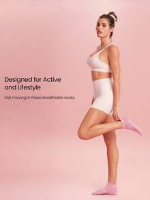 GLOWMODE 3 Pairs Arch Support Everyday Socks Gym - White+Pink Frosting+Naval Academy - View 3