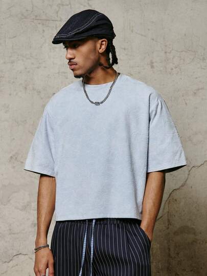 PAVTROS 男士纯棉休闲街头风圆领短袖T恤，采用纯棉面料，提花纹理，宽松版型，短款设计，复古做旧雪花图案，水洗效果，适合复古、朋克、Y2K、利落等多种混搭风格，街头服饰，时尚单品，ins风，日常休闲，派对，返校季，时尚穿搭，节日礼物，男友礼物，男女皆宜