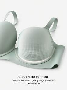 LUVLETTE 梦幻曲线支撑+侧支撑绿色钢圈聚拢T恤基础舒适隐形无缝必备绿色文胸 - 綠色 - 查看 8
