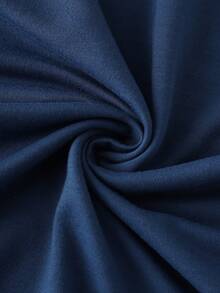 Resyla 女士长袖领条纹拼接卫衣 - 寶藍色 - 查看 7