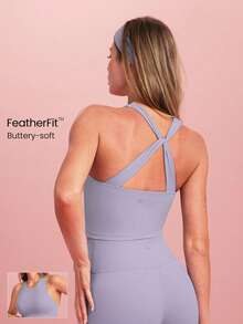 GLOWMODE Intertwine Tank Top Bra Low Impact Yoga Daily Fall Winter - Purple - View 1