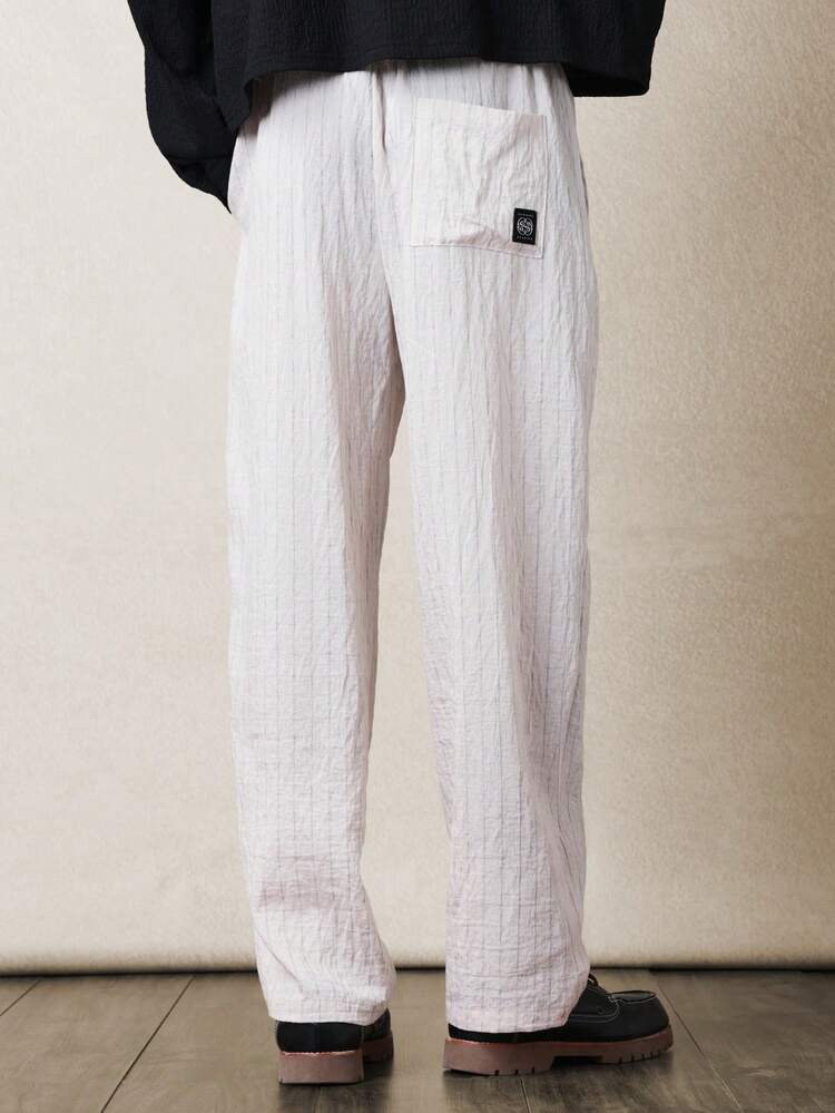 Vertical Stripe Pants With Drawstring Waist