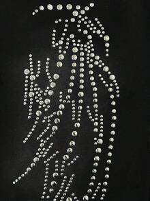 ROMWE MEN Men's Sparkling Rhinestone Studded Zebra Print Shorts - Black - View 2