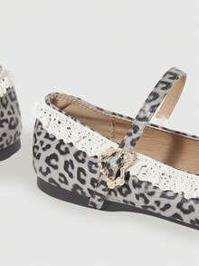 ROMWE Kawaii Women's Fashionable & Sweet Lace Trim Bow Decor Flats For Christmas 2000s Style - grey leopard print - View 5