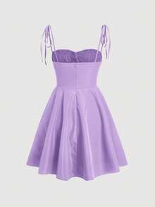 SHEIN MOD Robe cami à bretelles nouées de couleur unie - Prune - Voir 2