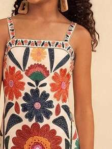 Travachic KIDS Abito estivo casual senza maniche con stampa floreale per ragazze pre-adolescenti - Multicolore - Visualizzare 4