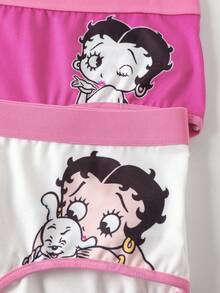 Betty Boop x SHEIN 2pcs Women Cartoon Letter Graphic Comfortable Briefs - Hot Pink - View 6