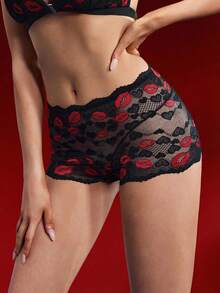 EmpressEnvy 女士性感透明蕾丝内裤 - 黑色 - 查看 5