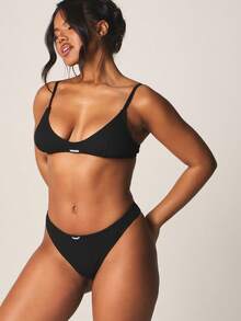 MISSGUIDED Branded Lace Bra And Brief Lingerie Set - Black - View 5