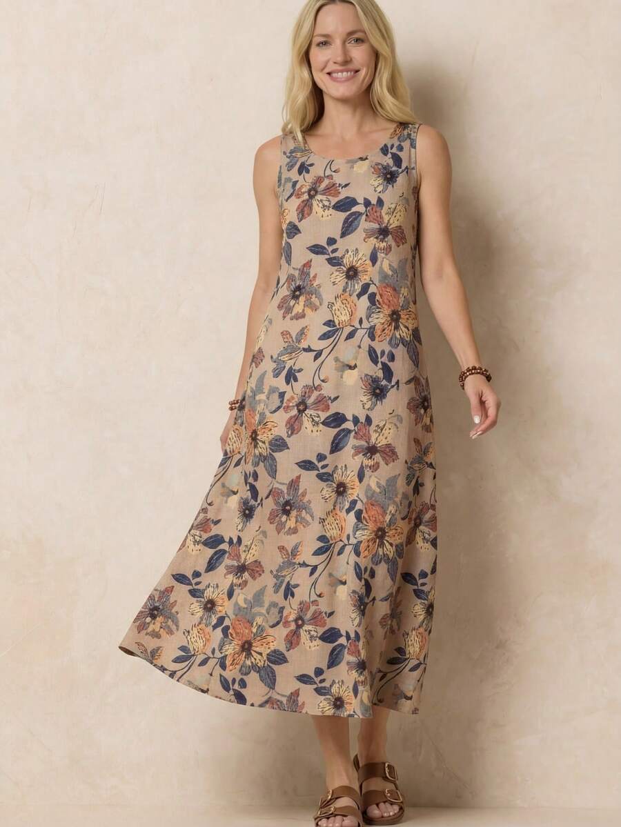 EMERY ROSE Vestido de verano largo casual para mujer con estampado floral vintage - Multicolor - Ver 1
