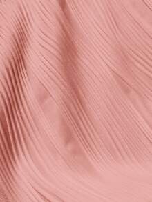 Veslaya 夏季新款优雅白色斜肩露肩前褶裥修身长裙连衣裙，波浪纹理针织面料，女士夏季连衣裙，春季服装 - 粉色 - 查看 10