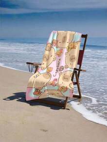 1 Khăn tắm biển in hình chuột lang nước dễ thương - Chất liệu microfiber siêu mềm, có thể giặt máy, thiết kế hoạt hình đáng yêu với kính mắt và phụ kiện thời trang, hoàn hảo cho những ngày đi bơi, dã ngoại biển và quà tặng Valentine, phụ kiện bên hồ bơi | Thiết kế độc đáo, phụ kiện bãi biển - Nhiều màu - Xem 2