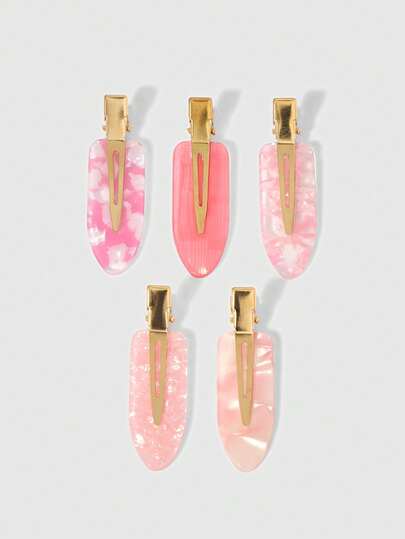 ROMWE Kawaii 5pcs Acetic Acid Invisible Pressure Clip Hair Clips Hair Claws Hair Slide Hair Barrettes, School Stuff, Hair Accessories