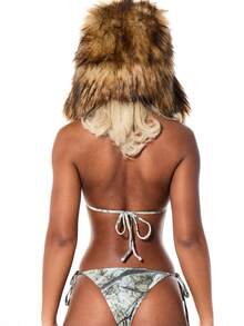 SUMWON WOMEN 露背三角比基尼套装，饰有金属孔眼细节和迷彩印花，适合夏季海滩度假泳池派对 - 彩色 - 查看 3