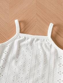 女婴镂空刺绣休闲连体衣 - 白色 - 查看 4