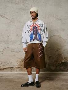 PAVTROS 男士休闲印花落肩长袖衬衫 - 彩色 - 查看 3