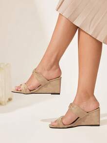 CUCCOO CHICEST Women's Fashionable Versatile Platform Sandals, Summer Elegant Shoes Wedding Shoes - Apricot - View 3