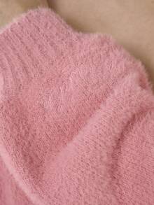 OverBlushhh Women's Pink Soft Fluffy Cardigan Long Sleeve Button Front V Neck Loose Fit Cozy Warm, Casual Knit Top For Daily Wear, Homewear, Loungewear, Valentine, Winter, Spring - Pink - View 6