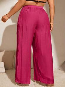 Swim Lushoire 2026新款夏季沙滩度假侧开衩加大码玫红色罩衫 - 玫紅色 - 查看 3