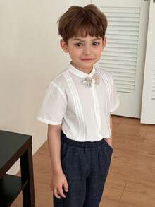 DAZY Young Boys' Fashion Party Bow Tie Short Sleeve Shirt - White - View 8