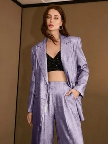 MOTF PREMIUM BLAZER ELEGANTE Y HOLGADO - Morado - Ver 4
