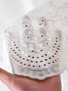 Rusticease 女士纯色圆领短袖休闲两件套，带荷叶边装饰 - 白色 - 查看 8