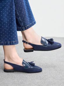 CUCCOO BIZCHIC New Summer Slip-On Loafers With Tassels, Casual Outdoor Sandals - Blue - View 5