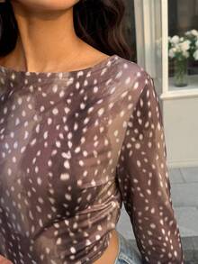 Aidyla 1pc Women's Fashionable Long Sleeve Tie Back Blouse - Multicolor - View 6