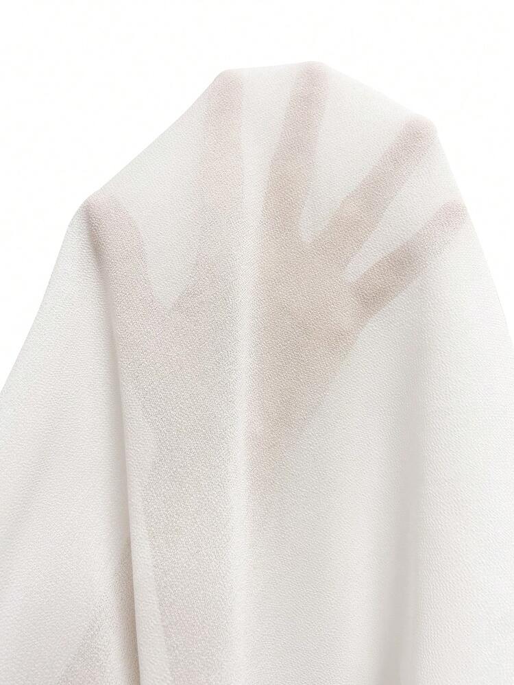 Franclia Blusa de mujer casual de gasa con cuello abotonado en blanco para primavera y verano, blusa de manga corta de unicolor para mujer, adecuada para uso en la oficina, uso casual y uso de vacaciones, blusas elegantes de mujer, blusas elegantes para mujer en verano, para mujer en verano, vacaciones, blusa casual blanca, blusa blanca, blusa transparente, blusas blancas, camisa elegante transparente, camisa transparente, blusa crema - Blanco - Añade 5